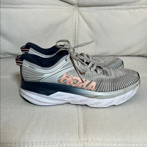 Hoka One One Bondi 7 Womens US Size 8 Running Walking Shoes Gray 1110519 - Picture 1 of 15